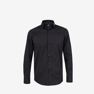 Black Stretch-Cotton Poplin Shirt Slim Fit