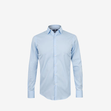 Light Blue Stretch-Cotton Poplin Shirt Slim Fit