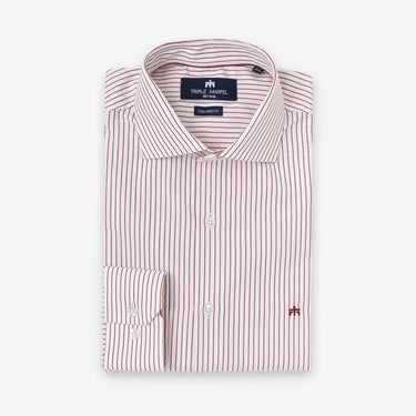 White and Red Fine Stripes Shirt Tailored Fit