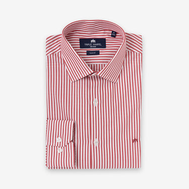 Red Stripes Poplin Shirt Regular Fit