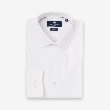 White Stretch-Cotton Poplin Shirt Slim Fit
