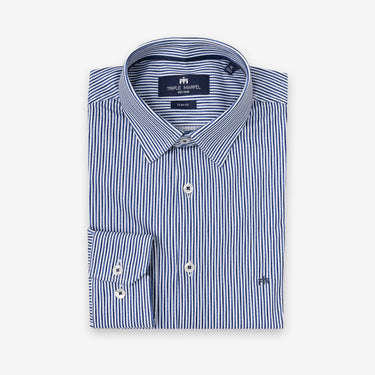 Blue Striped Knitted Shirt Slim Fit
