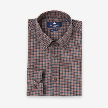 Salmon Grey Micro Checks Flannel Shirt Tailored Fit