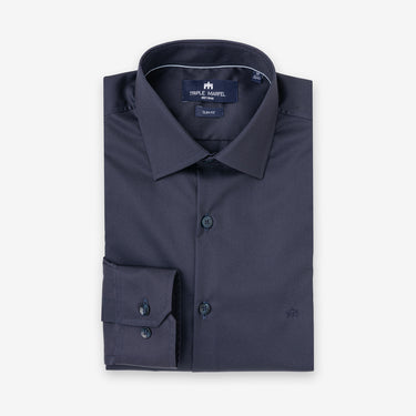 Navy Lustrous Poplin Shirt Regular Fit