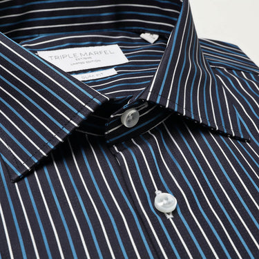 PREMIUM LOUVRE NAVY WITH BLUE AND WHITE STRIPES SHIRT