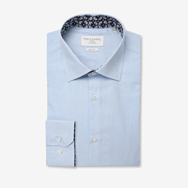 PREMIUM LOUVRE BLUE MICRO CHECK WITH CONTRASTS SHIRT