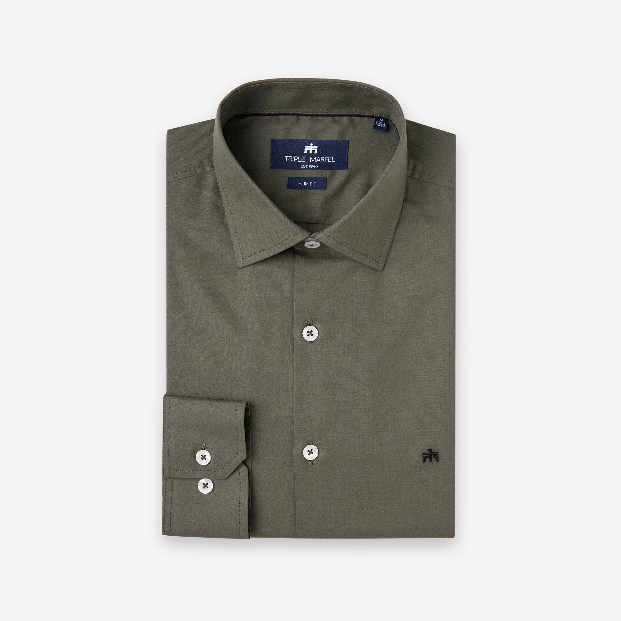 Uniform Green Premium Poplin Shirt Slim Fit Triple Marfel Uniform Green Premium Poplin Shirt Slim Fit Triple Marfel