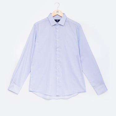 Camisa Premium Twill Azul Riscas Finas Regular 