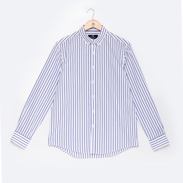   Camisa Branca BD Risca Azul Slim